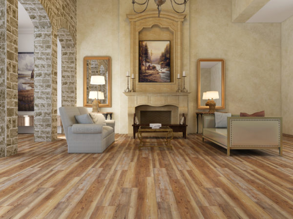 Adleta Origins Room Scene With Antique Heart Pine Floor Sample On It